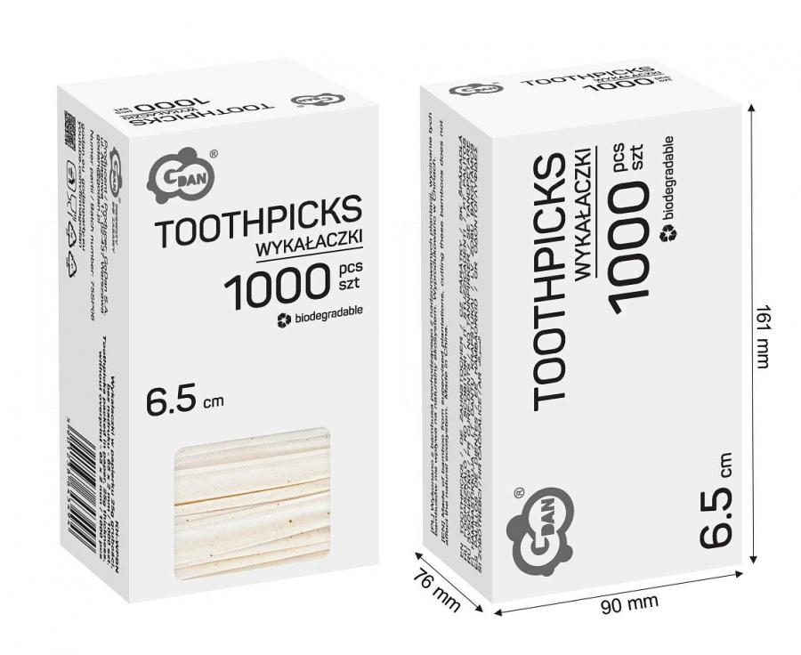Papirindpakkede tandstikker, 1000 stk.