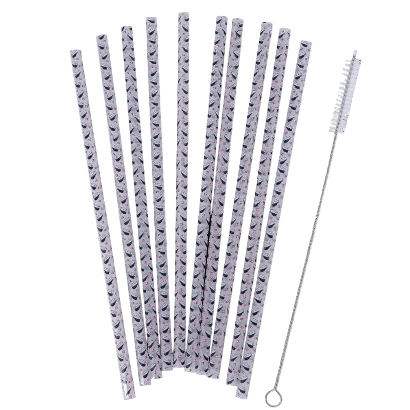 Blå student genanvendelige sugerør, 10 stk.