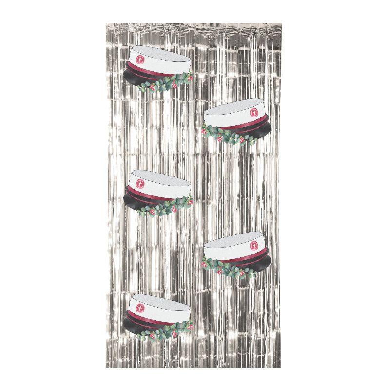 Dørgardin med røde studenterhuer, 1 stk.