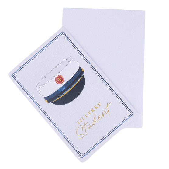 Lykønskningskort, blå student, 1 stk.