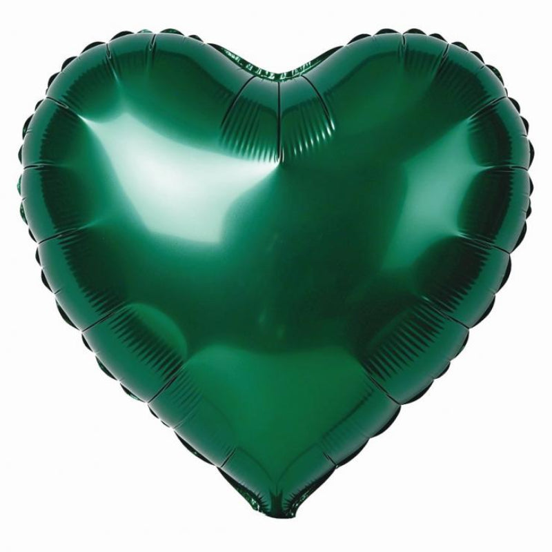 Flaskegrøn hjerte folieballon, 18"
