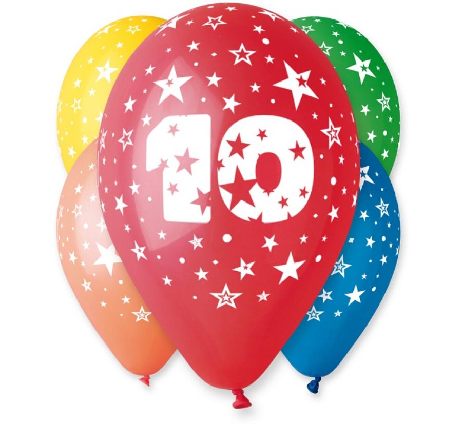 10 års balloner - 5 stk.