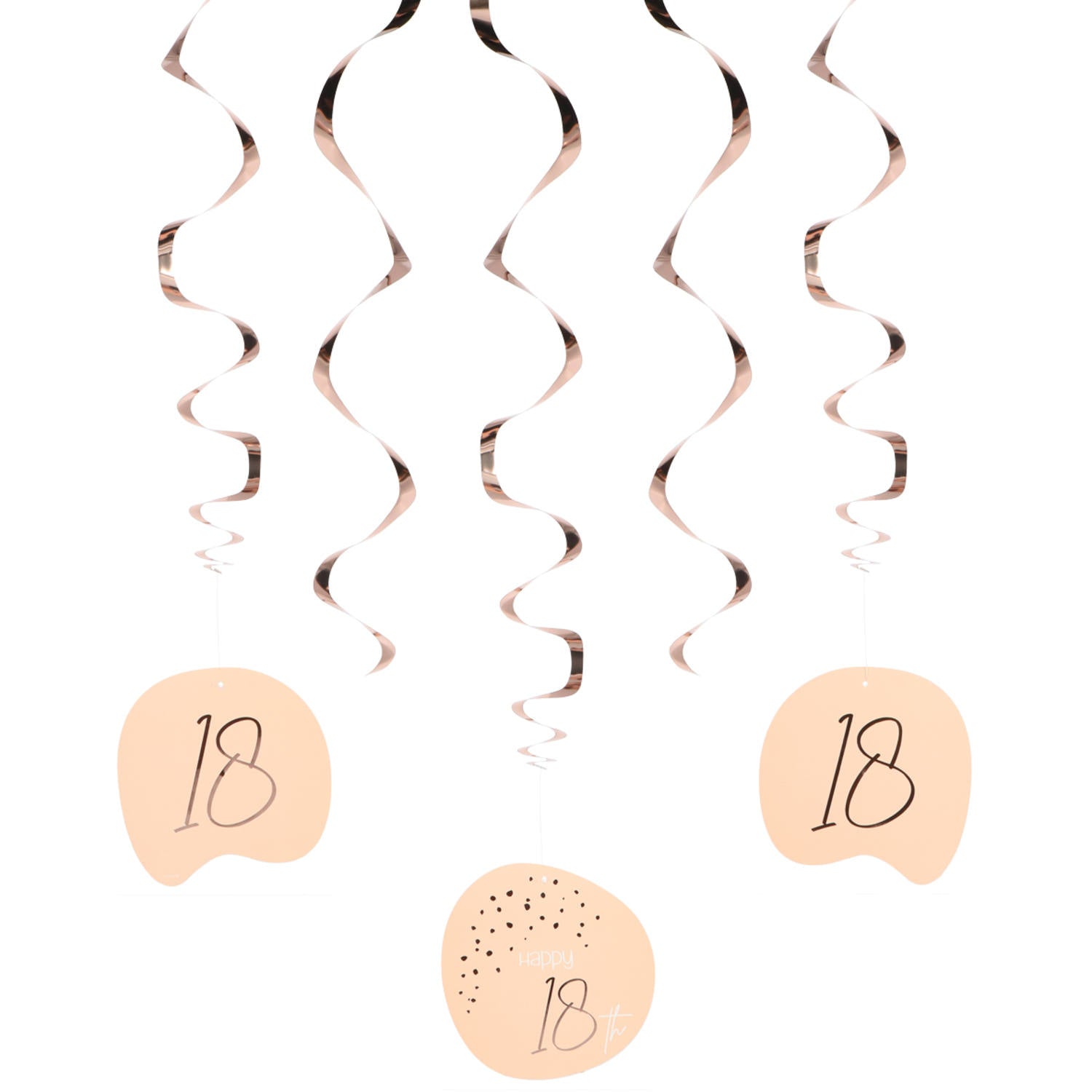 18 års spiraler i rose gold, 5 stk.