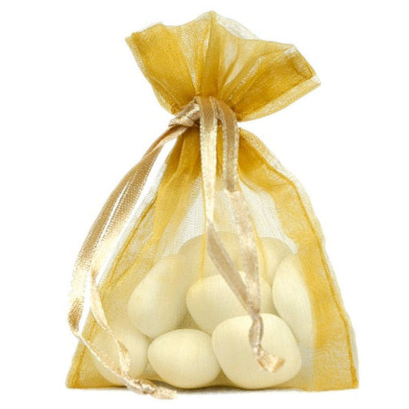 Guld organza poser, 10 stk.