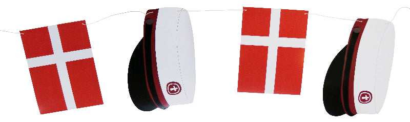 Studenter guirlande med flag og røde huer, 3 m.