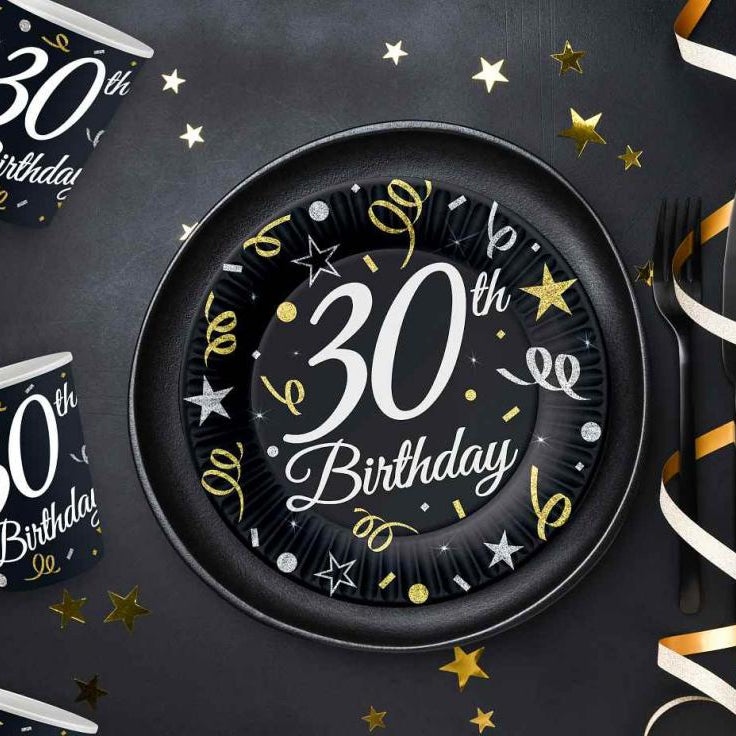 Sort 30 års tallerken, 18 cm, 6 stk.