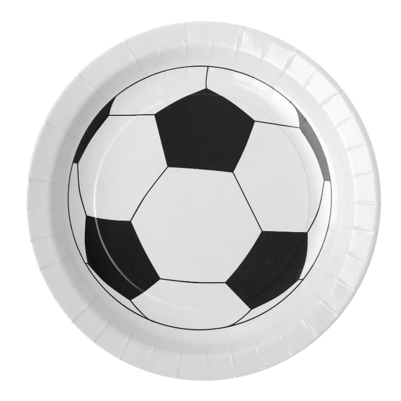 Pap tallerken med fodbold, 22,3 cm, 10 stk.