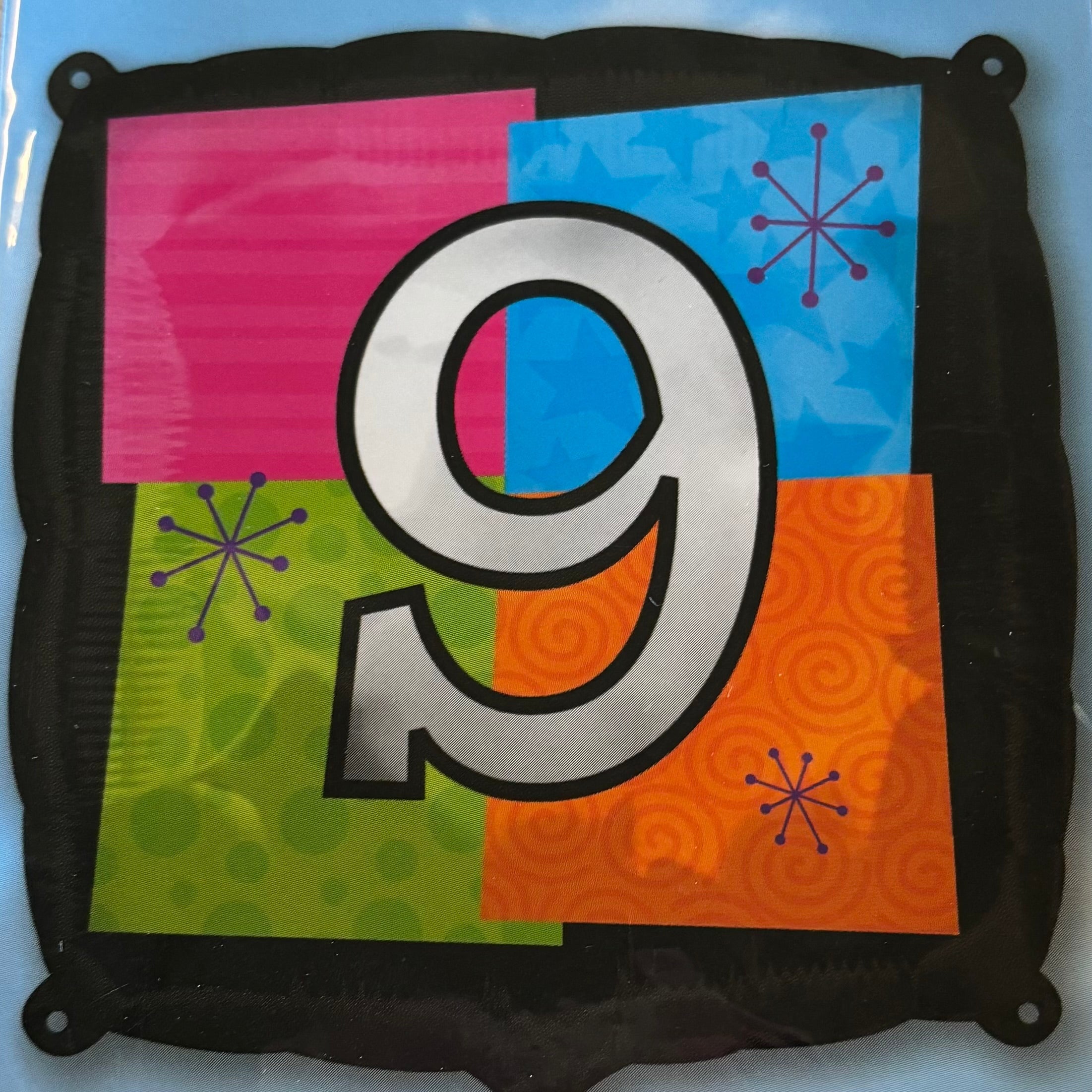 Firkantet folieballon, 9 - tal, 45 cm.