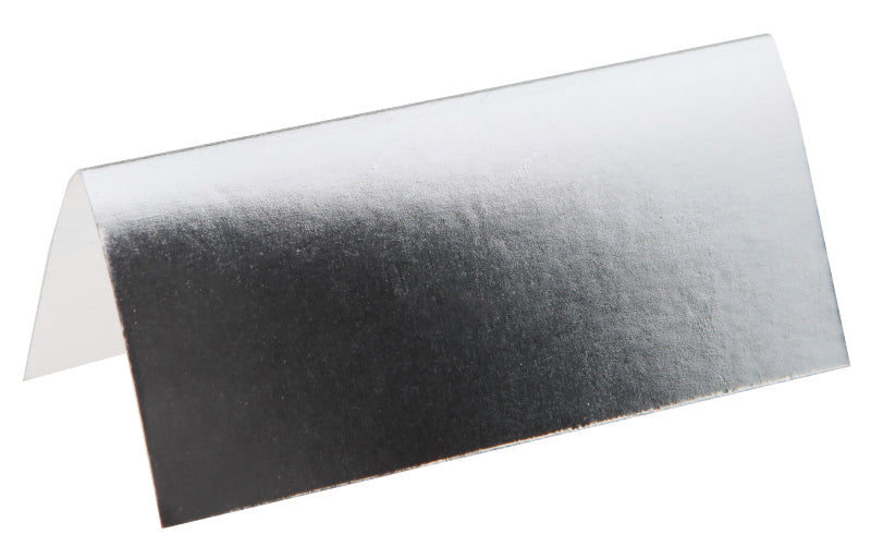 Metallisk sølv bordkort, 7x3 cm, 10 stk.