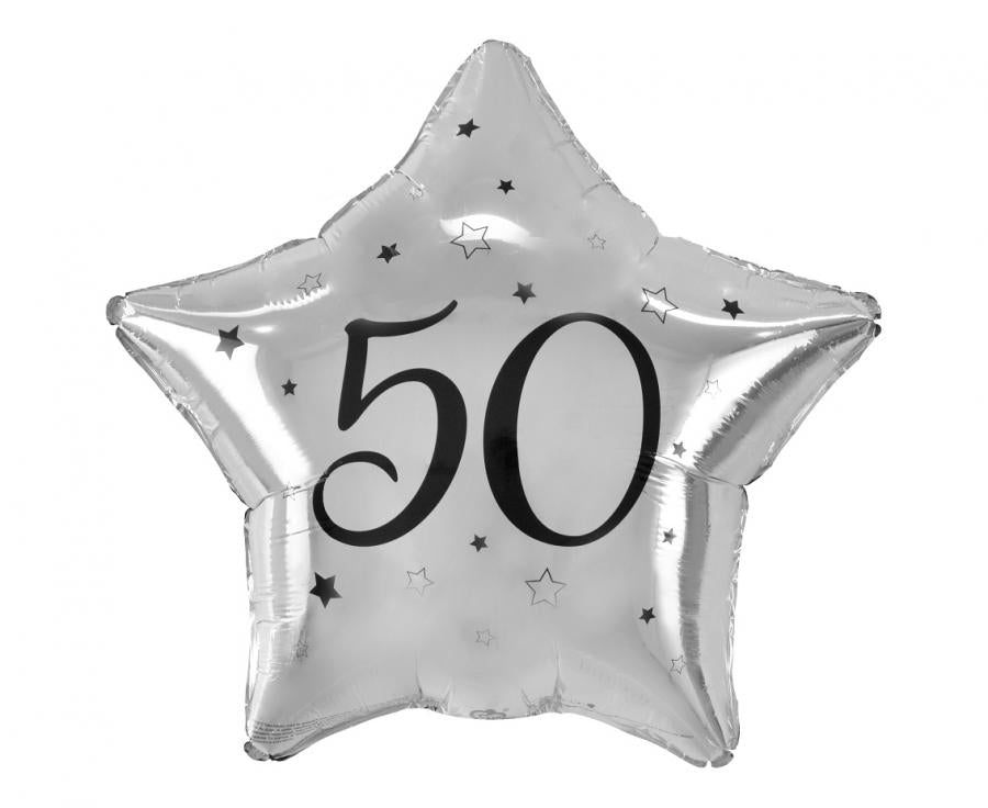 Stjernefolieballon, 50 år, 44 cm.