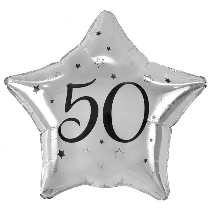 Stjernefolieballon, 50 år, 44 cm.