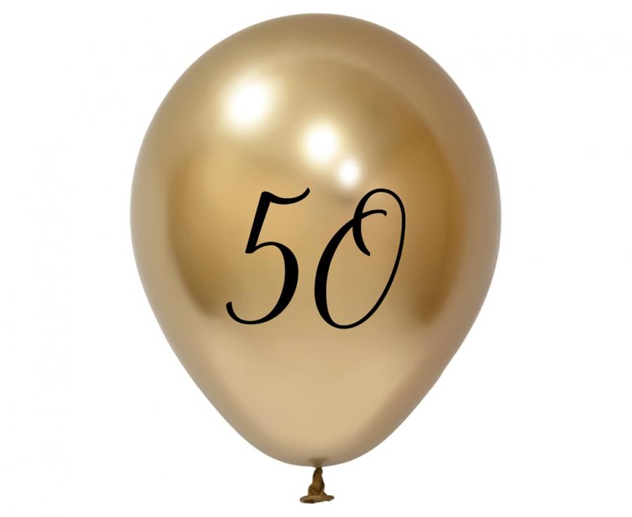 Ballon guld 50 års latexballoner, 5 stk, 12"