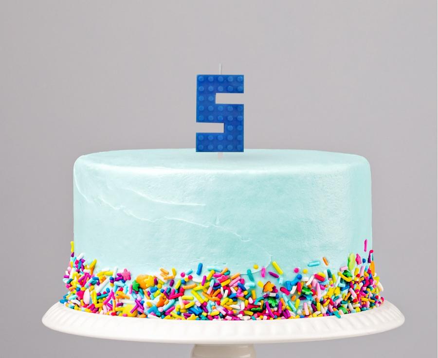 Byggeklods kagelys - 5-tal.