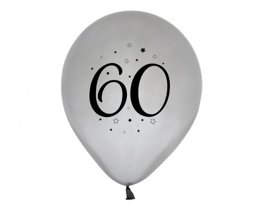 Sølv 60 balloner, 12", 5 stk.