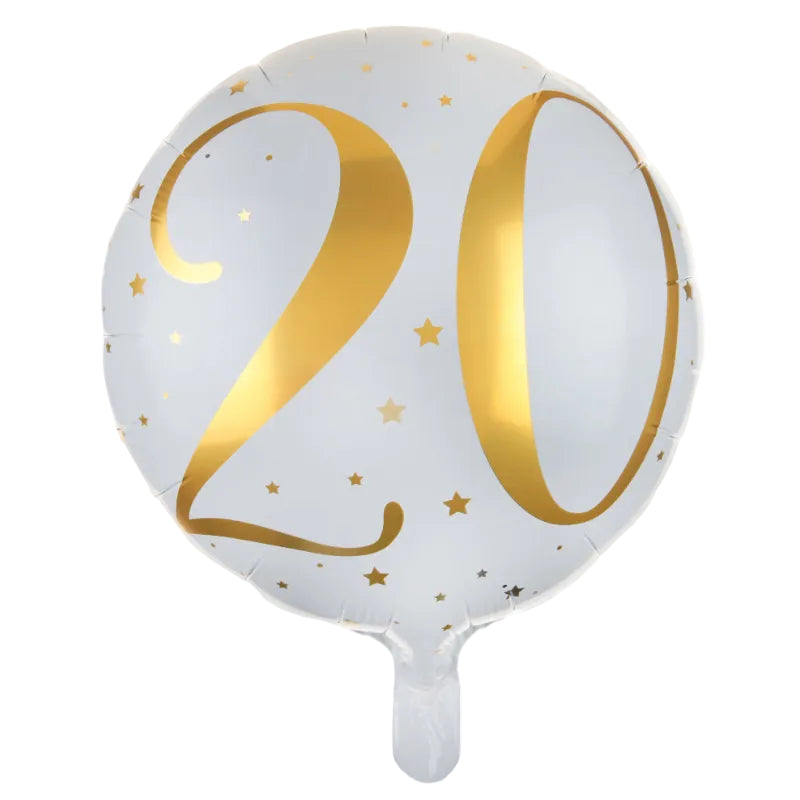 Hvid 20 års folieballon - Send en heliumballon