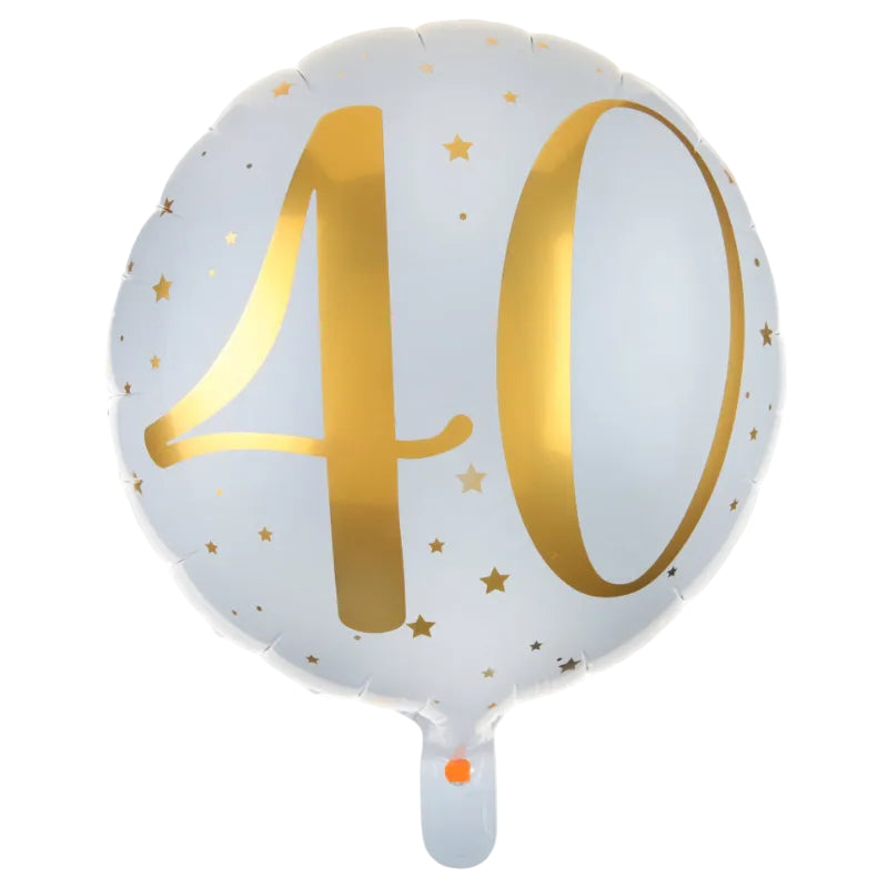 Hvid 40 års folieballon - Send en heliumballon