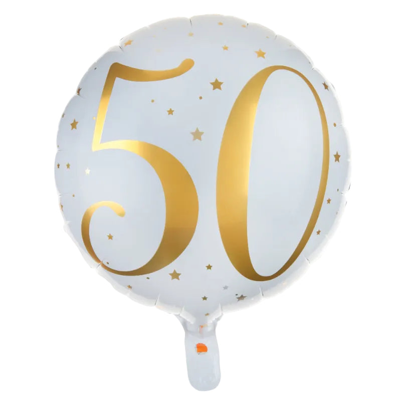 Hvid 50 års folieballon - Send en heliumballon