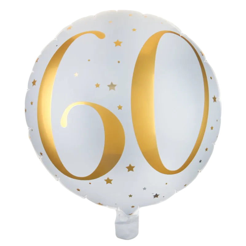 Hvid 60 års folieballon - Send en heliumballon