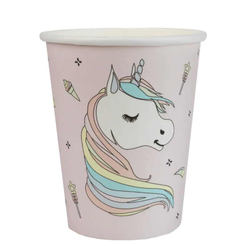 Lyserød enhjørning papkop, 270 ml, 10 stk.