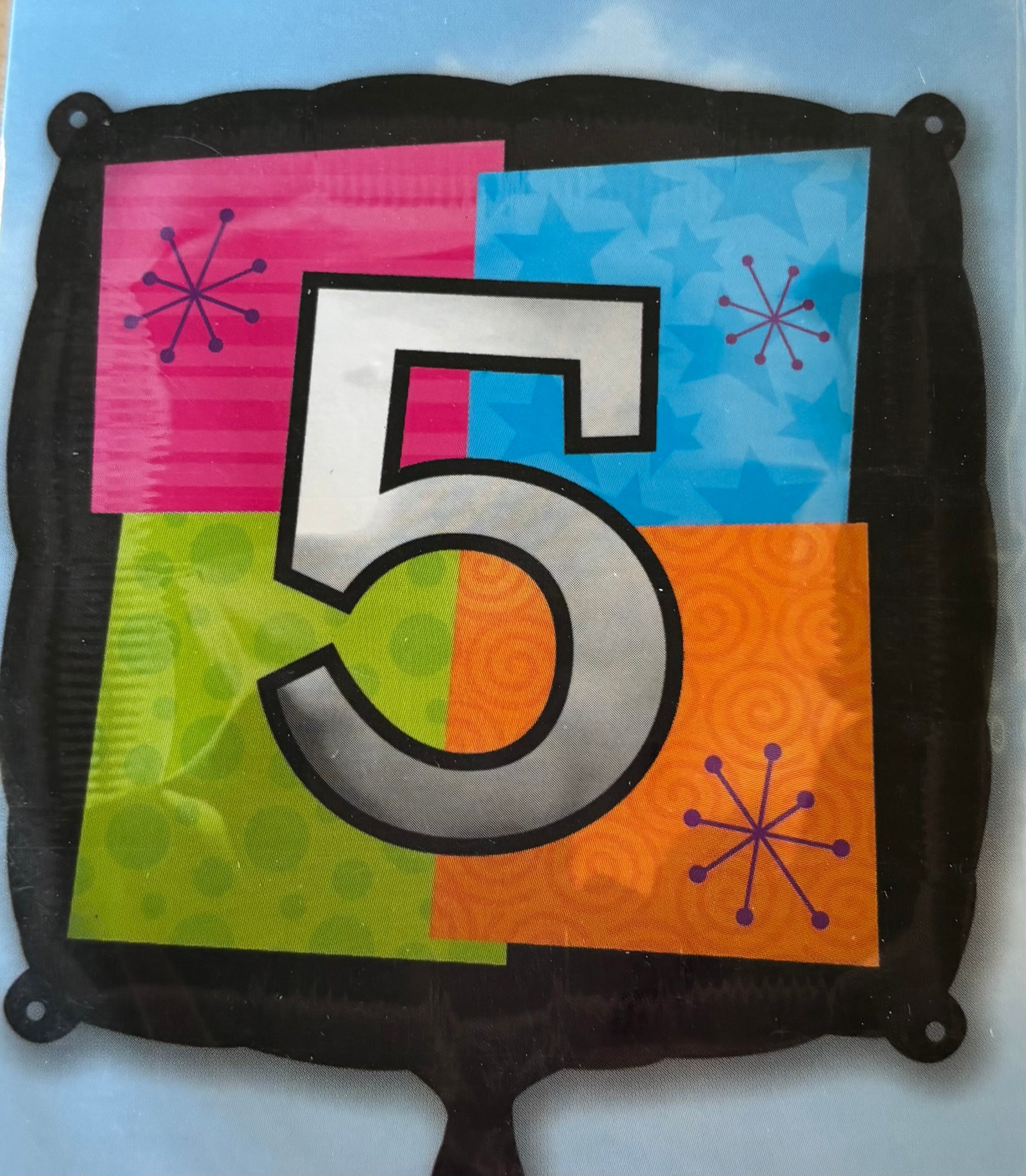 Firkantet folieballon, 5 - tal, 45 cm.