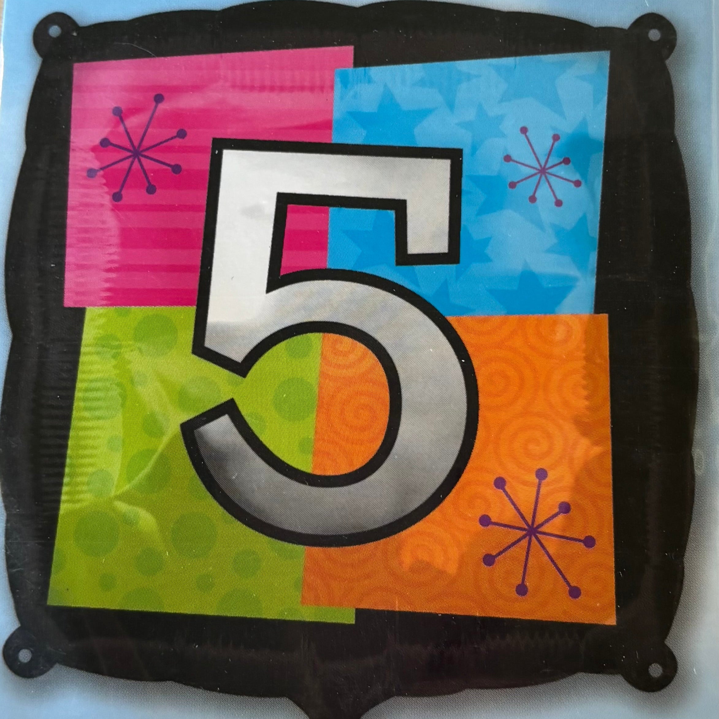 Firkantet folieballon, 5 - tal, 45 cm.