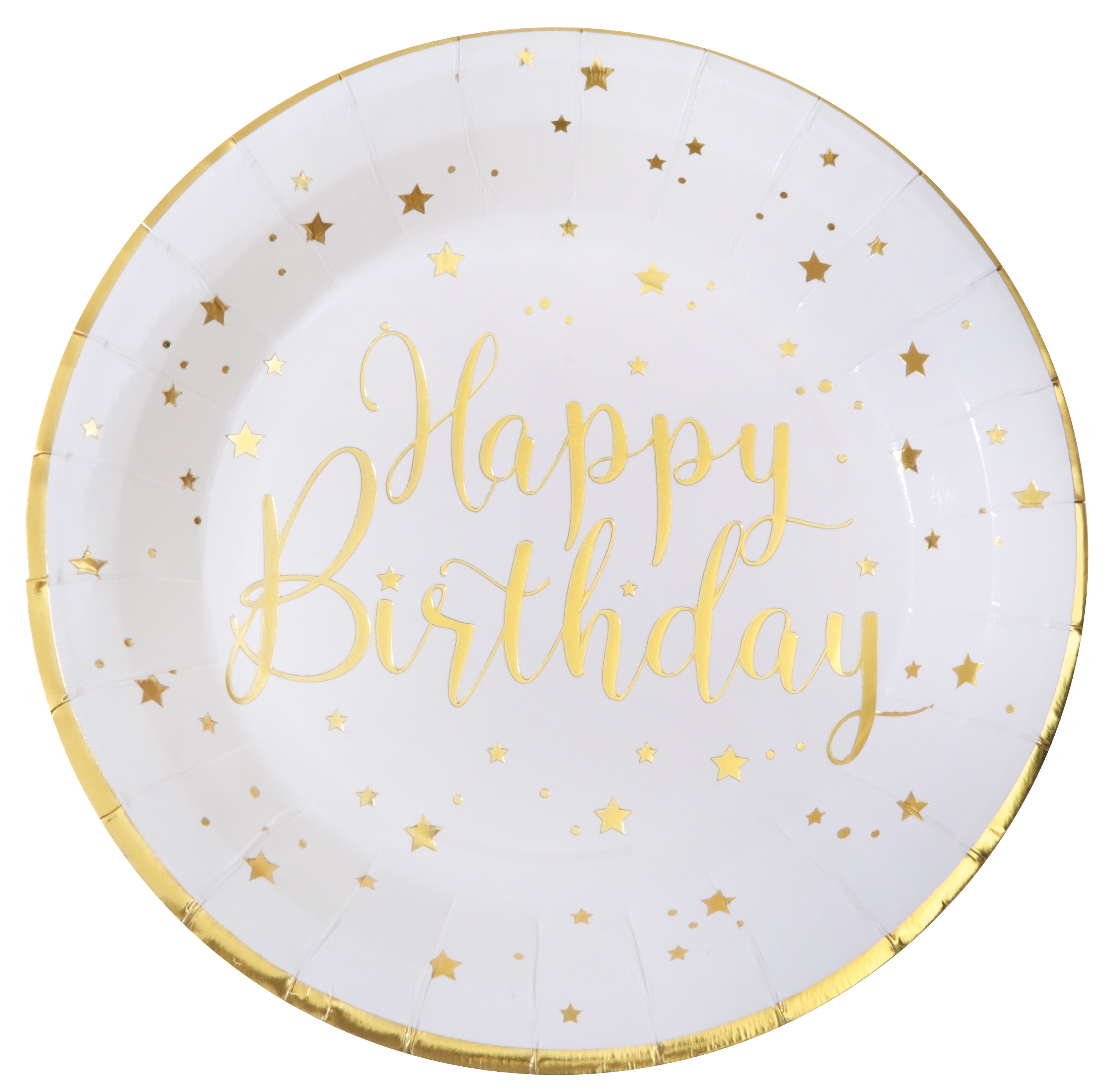Rund "happy birthday" tallerken, 10 stk.