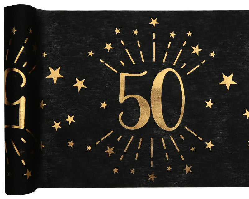 Sort 50 års bordløber med guld 5 m.
