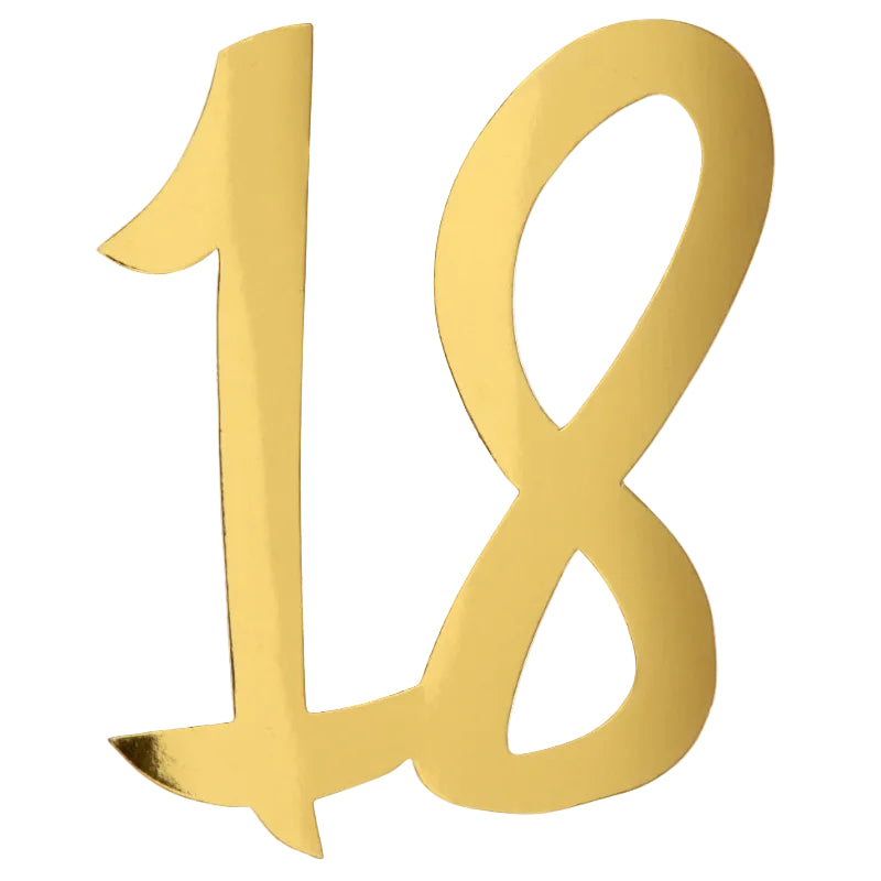 18 års tal 20 * 18 cm guld 4 stk.