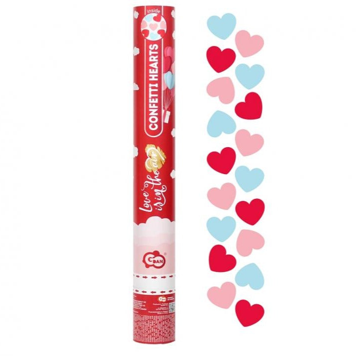 Konfettirør - Hjerter, 40 cm