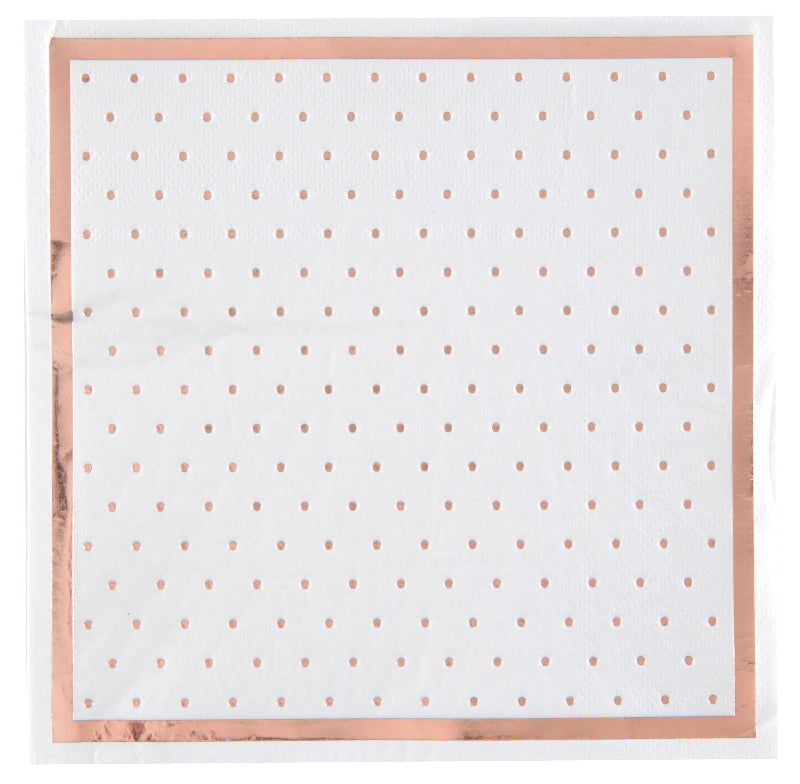 Hvid/rose gold servietter, 20 stk.