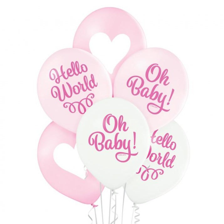 Lyserøde baby balloner, 12", 6 stk.