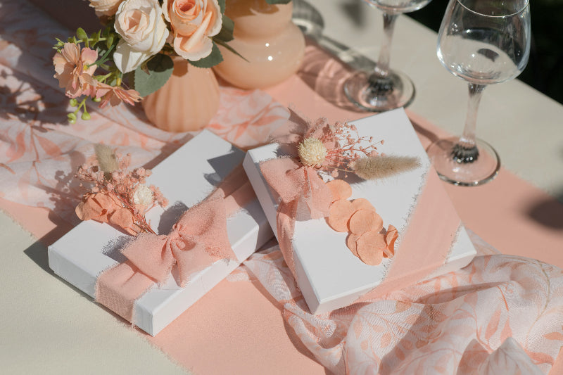 Chiffon bånd, fersken, 40 mm x 5 m.