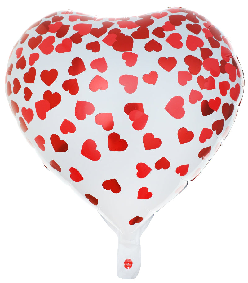 Hjerte ballon med hjerter, 45 cm. - Send med helium