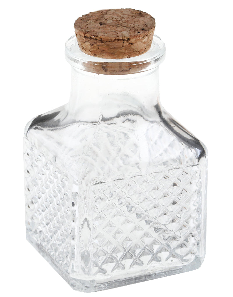Vase glas firkantet med riller 4*4*7 cm. 1 stk.