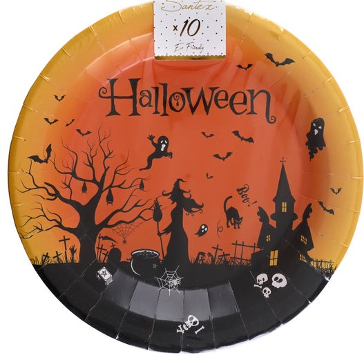 Halloween paptallerken, 22,5 cm, 10 stk.