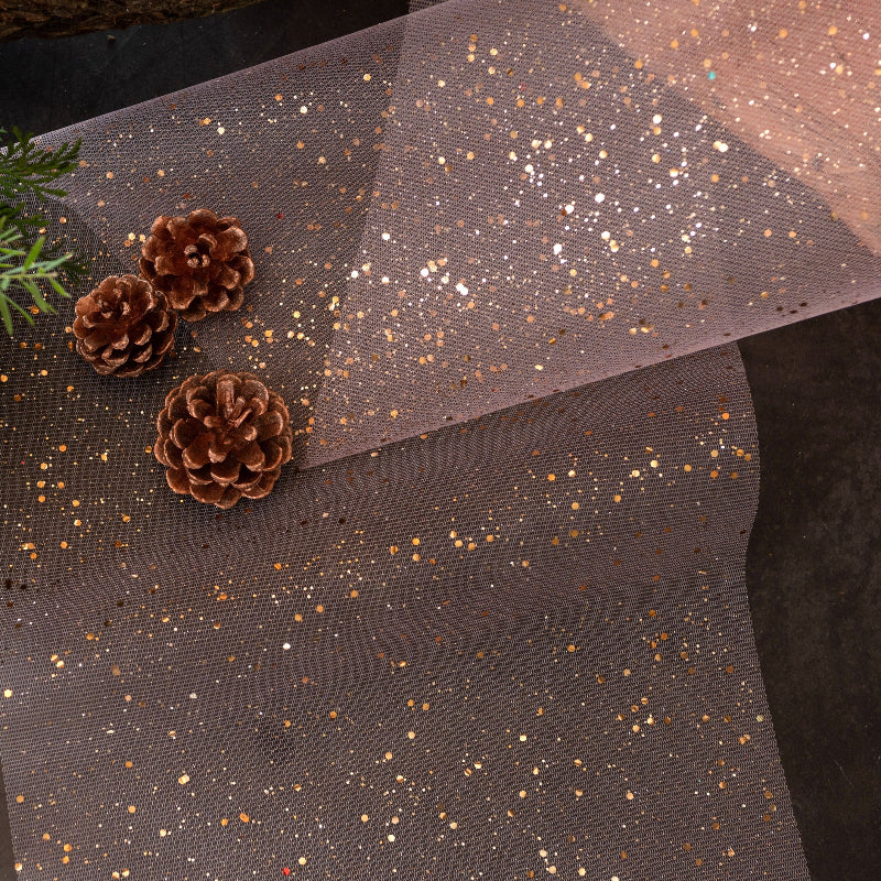 Glimmer rose gold tyl bordløber, 5 m.