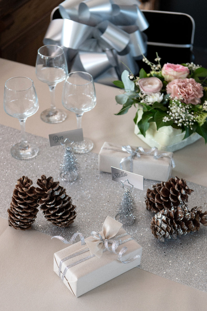 Sølv glitter bordløber, 3 m.