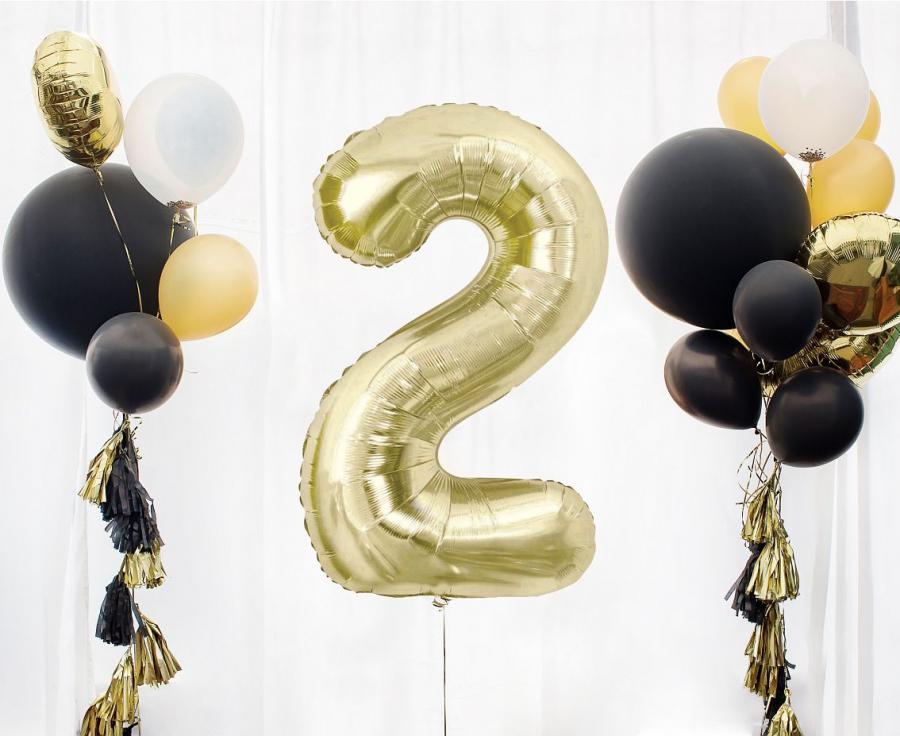 Champagnefarve, 2-tal, folieballon, 85 cm.