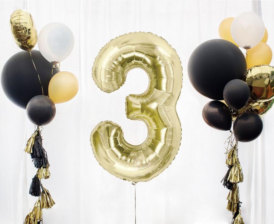 Champagnefarve, 3-tal, folieballon, 85 cm.