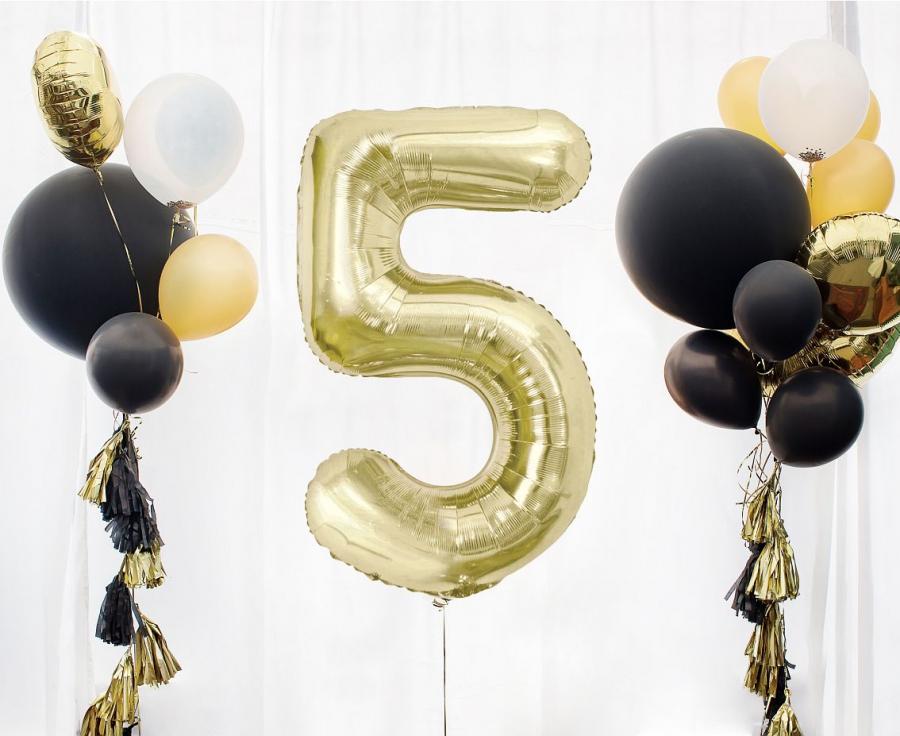 Champagnefarve, 5-tal, folieballon, 85 cm.