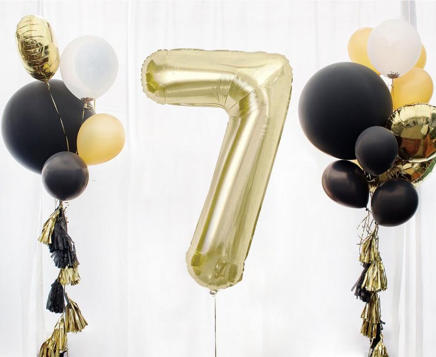 Champagnefarve, 7-tal, folieballon, 85 cm.