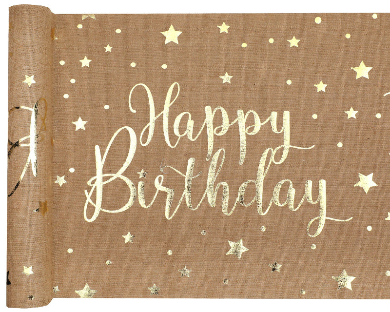 Bordløber lux brun "happy birthday" 28 cm. 3 m.