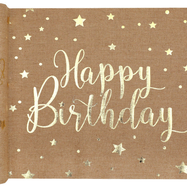 Bordløber lux brun "happy birthday" 28 cm. 3 m.