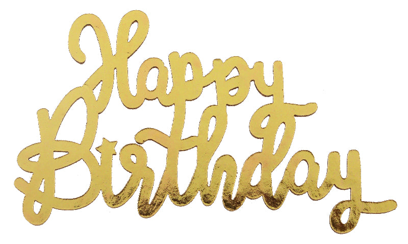 Guld "Happy birthday" Træ bordkonfetti