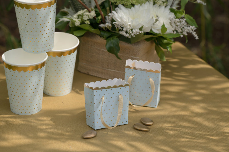 Lille blå gavepose, 6x3x7 cm, 6 stk.