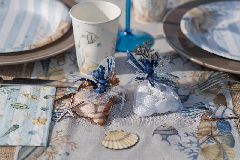 Marineblå organza pose, 10 stk.