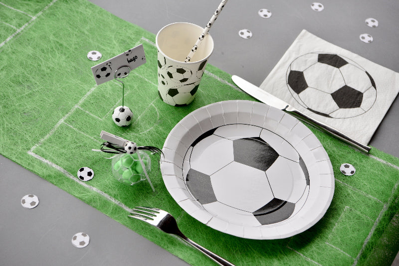 Pap tallerken med fodbold, 22,3 cm, 10 stk.