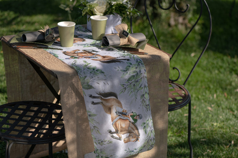 Hest og rytter bordløber, 5 m.