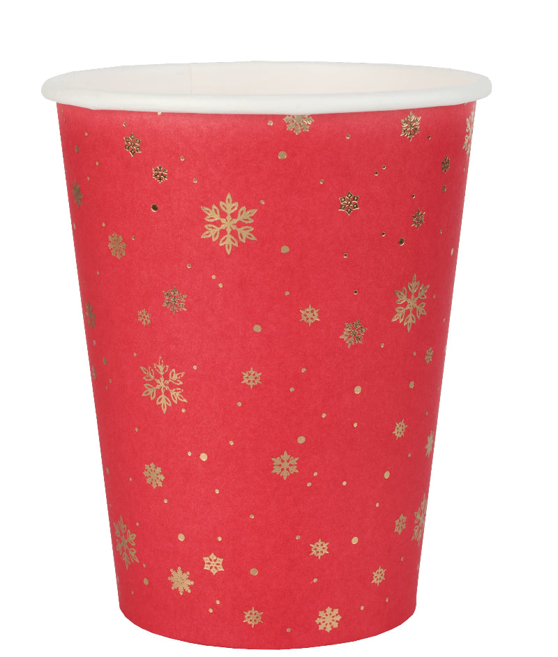 Røde snefnug kopper, 10 stk.