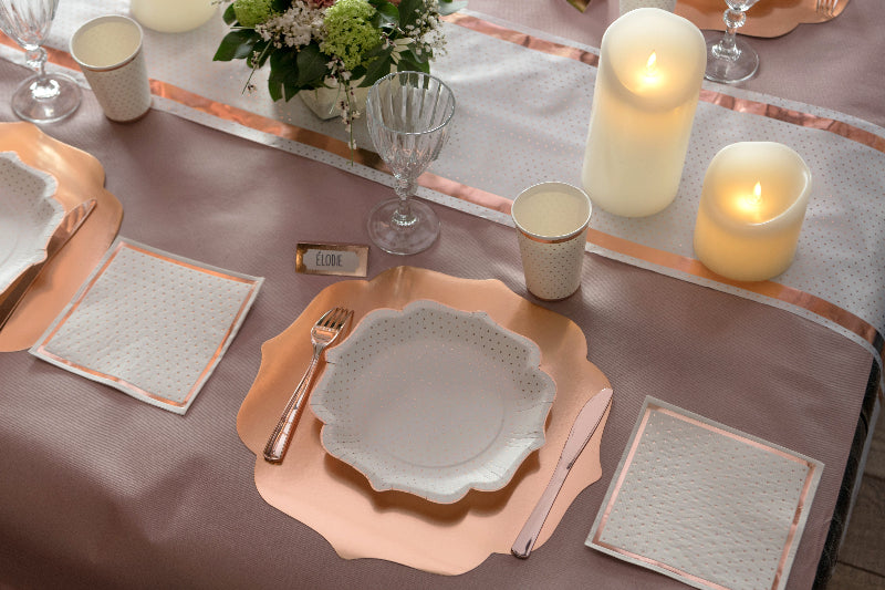 Hvid/rose gold servietter, 20 stk.